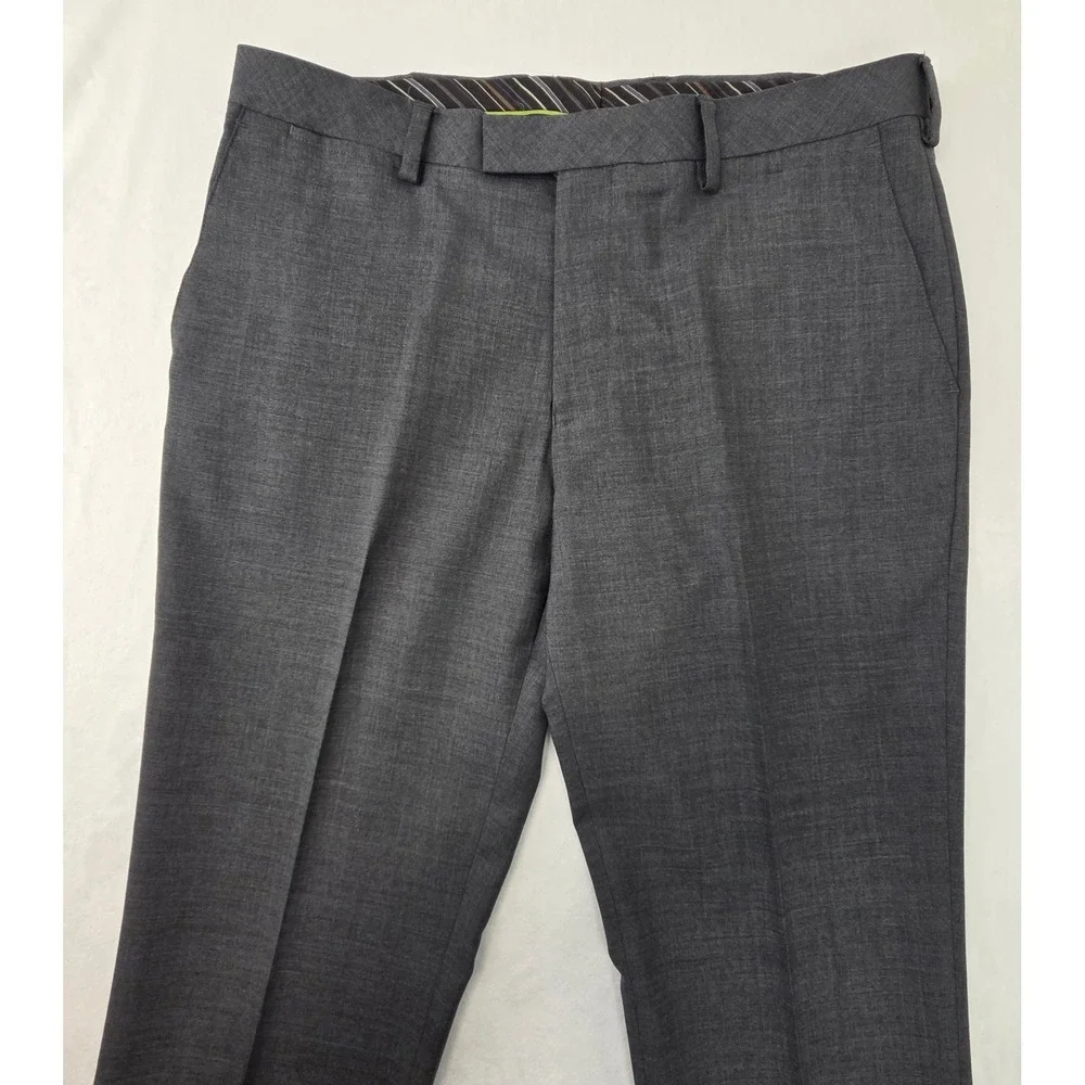 Louis Raphael Dress Pants Mens 36x30 Gray Excellent‎ 100% Worsted Wool Luxe Flat